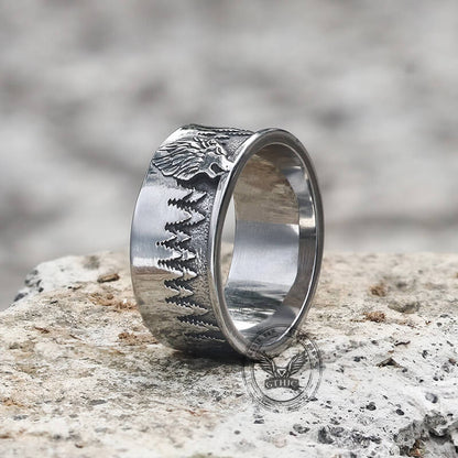 Howling Lone Wolf Stainless Steel Ring