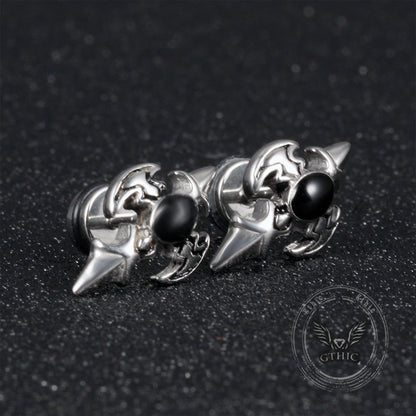 Punk Devil Wings Cross Stainless Steel Stud Earrings
