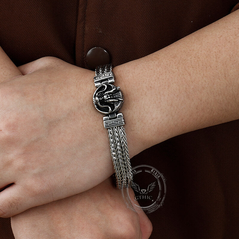 Punk Dragon Head Stitching Stainless Steel Bracelet