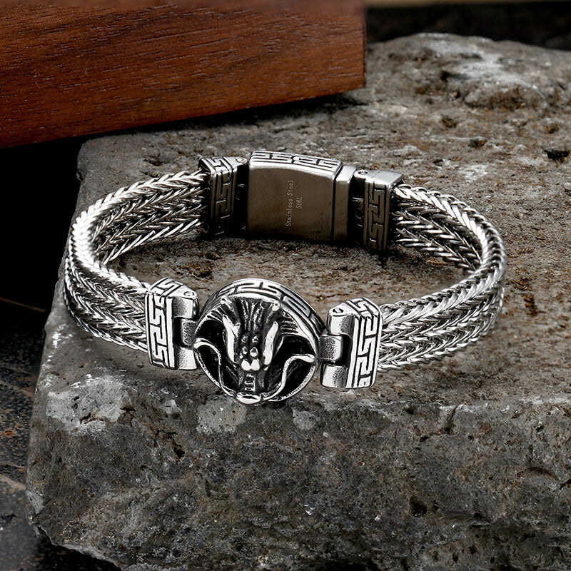 Punk Dragon Head Stitching Stainless Steel Bracelet