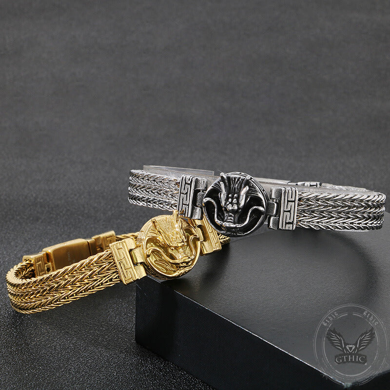 Punk Dragon Head Stitching Stainless Steel Bracelet