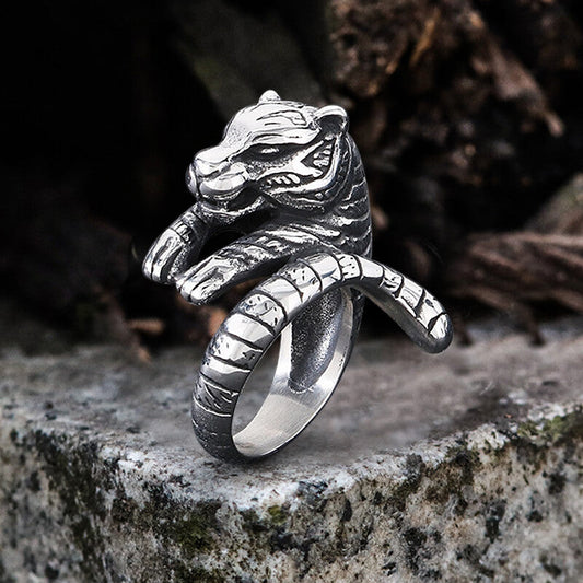 Punk Ferocious Tiger Stainless Steel Animal Ring