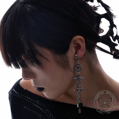 Punk Hardcore Mechanical Titanium Steel Dangle Earrings
