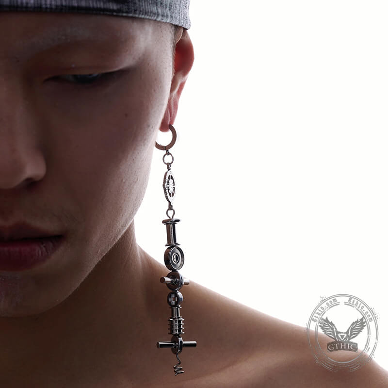 Punk Hardcore Mechanical Titanium Steel Dangle Earrings
