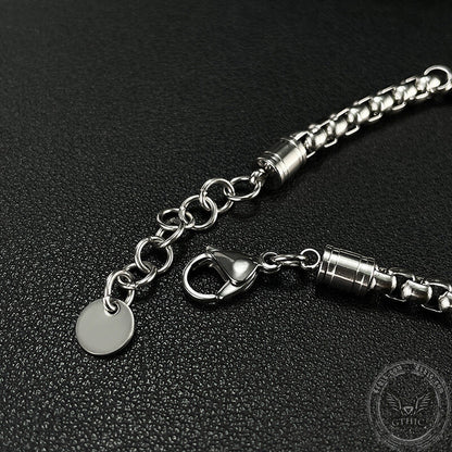 Punk Lion Stainless Steel Stone Beaded Bracelet