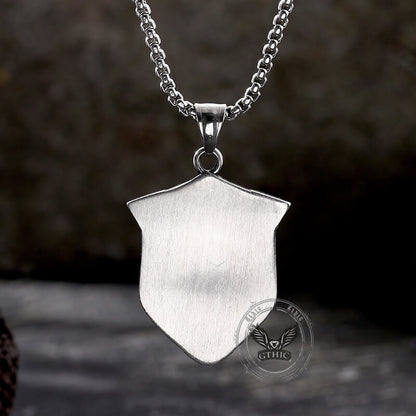 Punk Lion Wolf Shield Stainless Steel Necklace