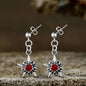 Punk Octagonal Star Ruby Stainless Steel Earrings
