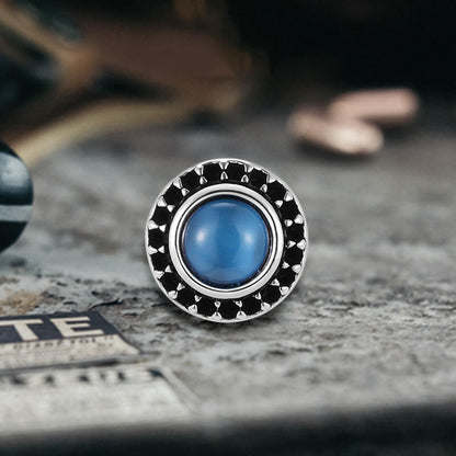 Punk Rock Round Gemstone Stainless Steel Stud Earrings