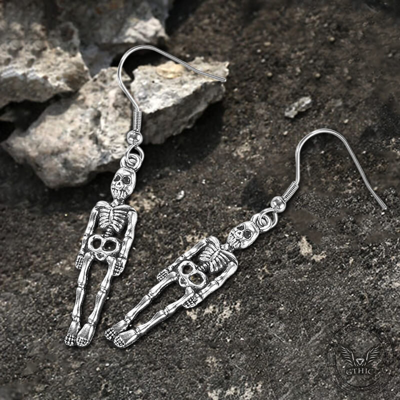 Punk Skeleton Bones Stainless Steel Earrings