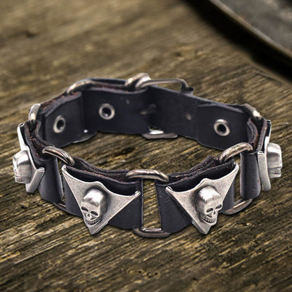 Punk Skull Head PU Leather Adjustable Bracelet