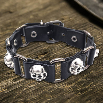Punk Skull Head PU Leather Adjustable Bracelet
