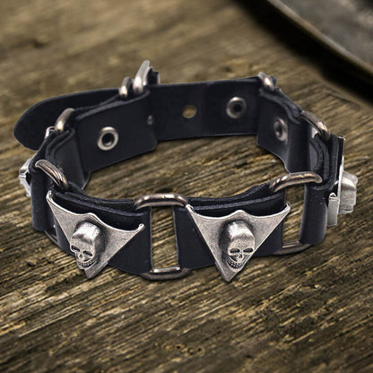 Punk Skull Head PU Leather Adjustable Bracelet