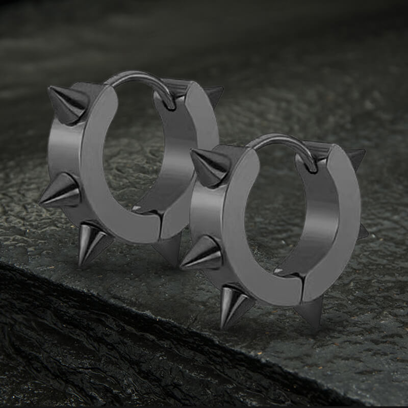 Punk Style Stainless Steel Spike Huggie Earrings