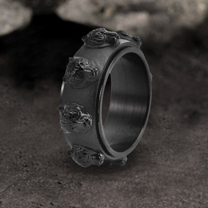 Punk Tiger Head Stainless Steel Spinner Ring