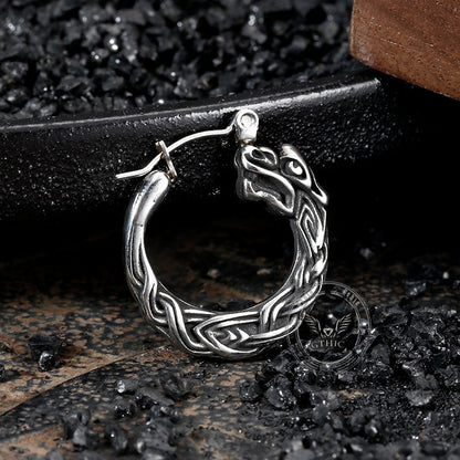 Punk Viking Dragon Stainless Steel Stud Earrings