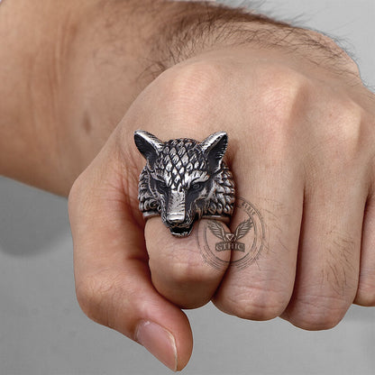 Punk Viking Wolf Head Stainless Steel Ring
