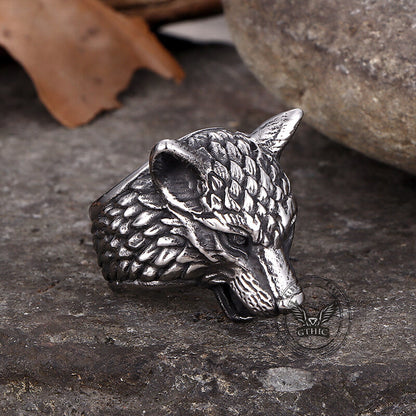 Punk Viking Wolf Head Stainless Steel Ring