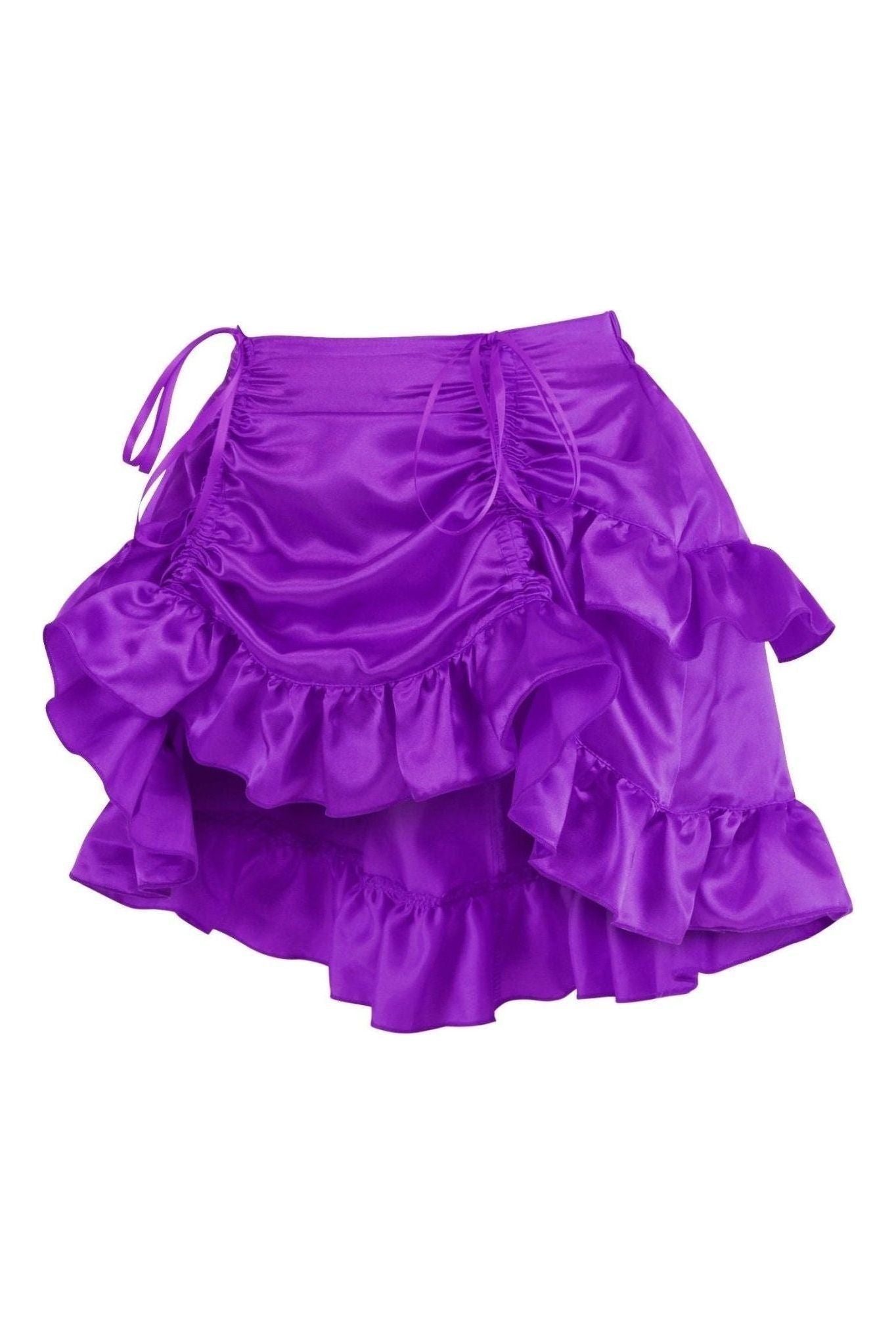 Purple Satin Ruched Bustle Skirt