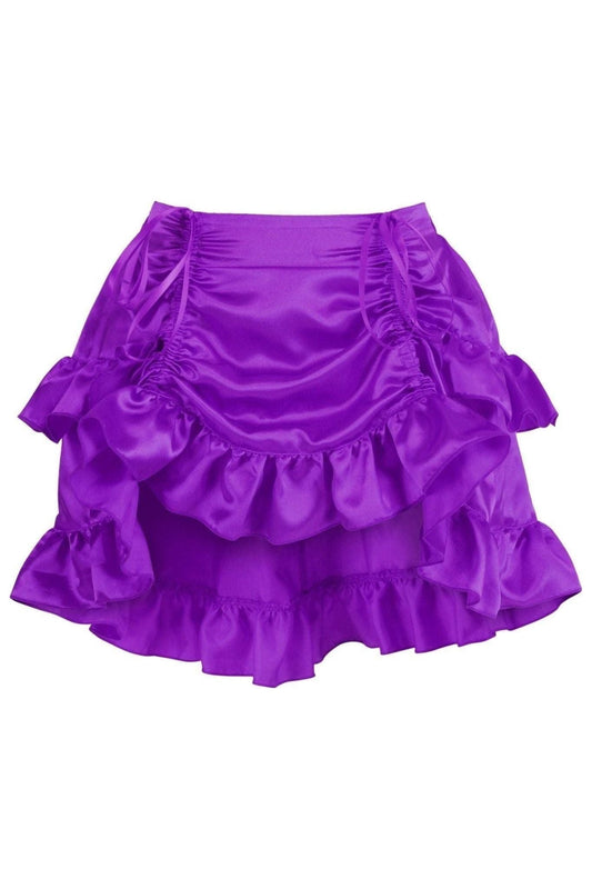 Purple Satin Ruched Bustle Skirt