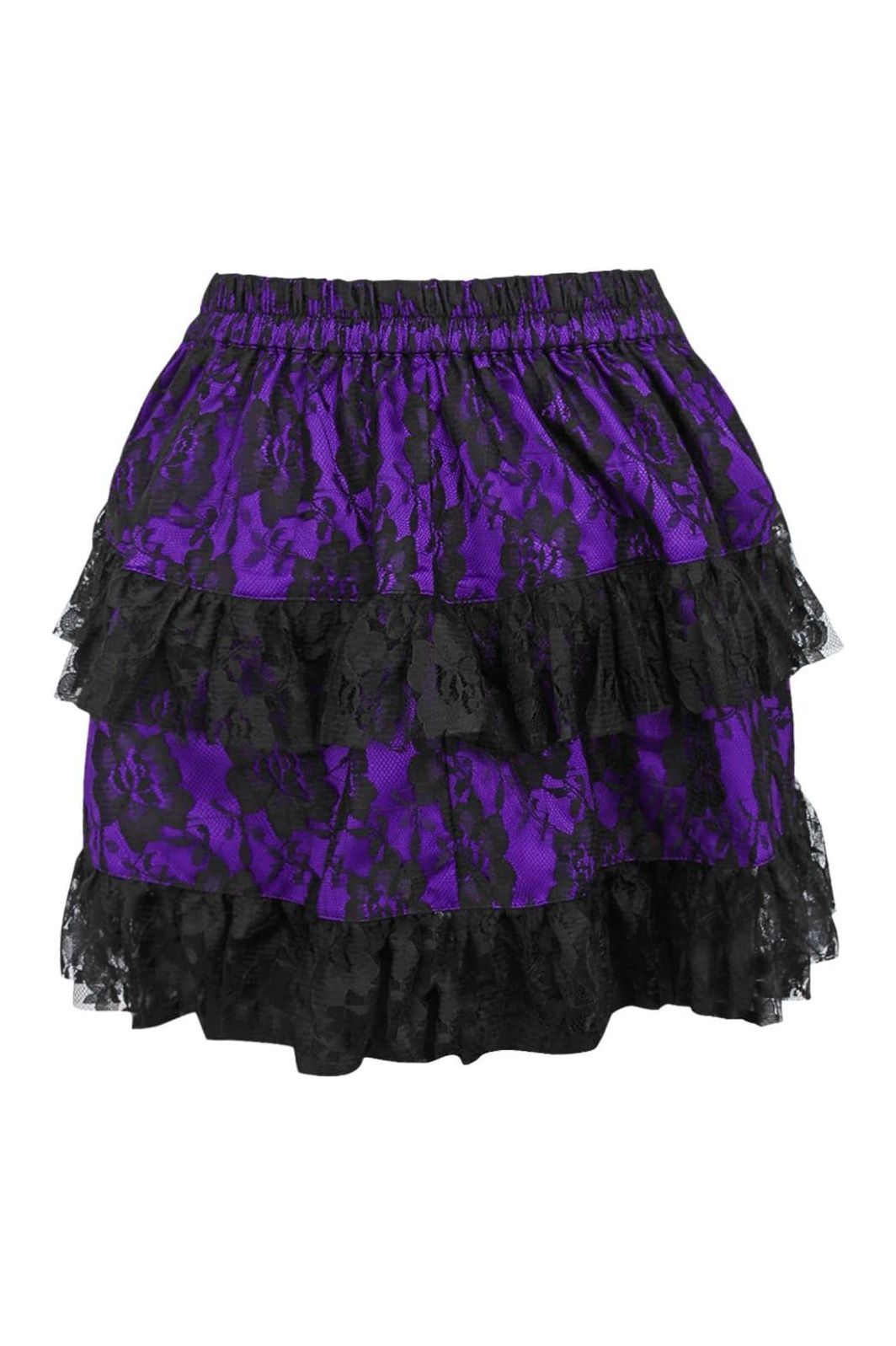 Purple/Black Lace Ruched Bustle Skirt