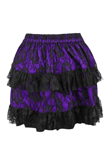 Purple/Black Lace Ruched Bustle Skirt