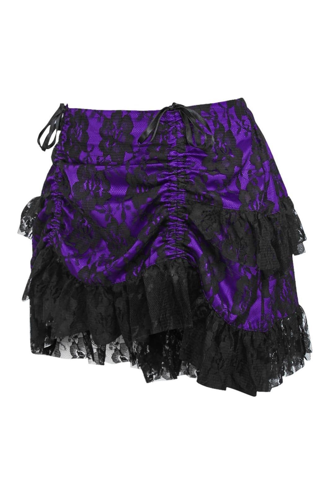 Purple/Black Lace Ruched Bustle Skirt