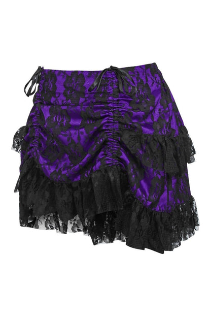Purple/Black Lace Ruched Bustle Skirt
