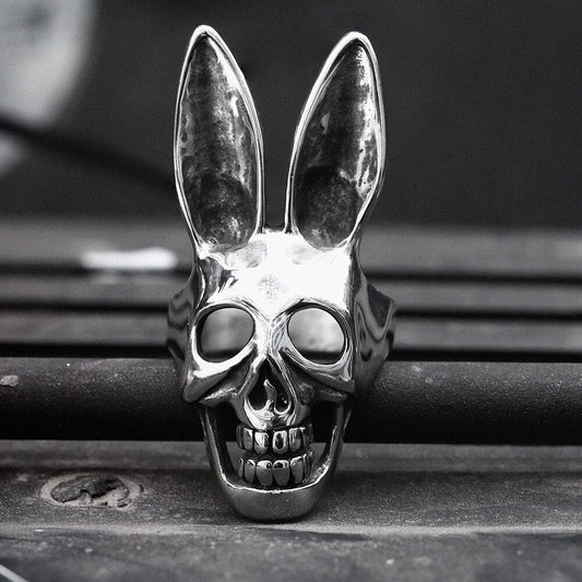 Bunny Rabbit Skull Stainless Steel Ring
