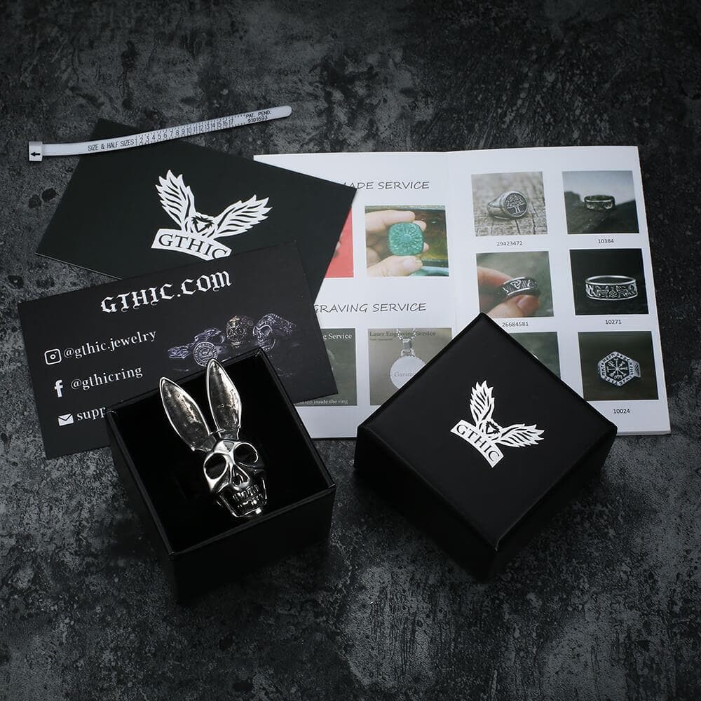 Bunny Rabbit Skull Stainless Steel Ring