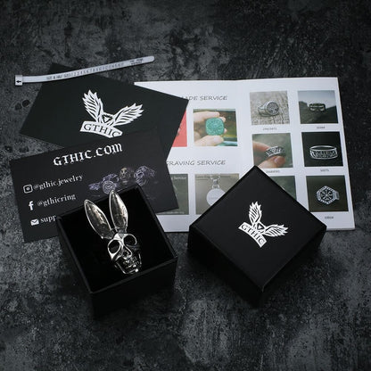Bunny Rabbit Skull Stainless Steel Ring