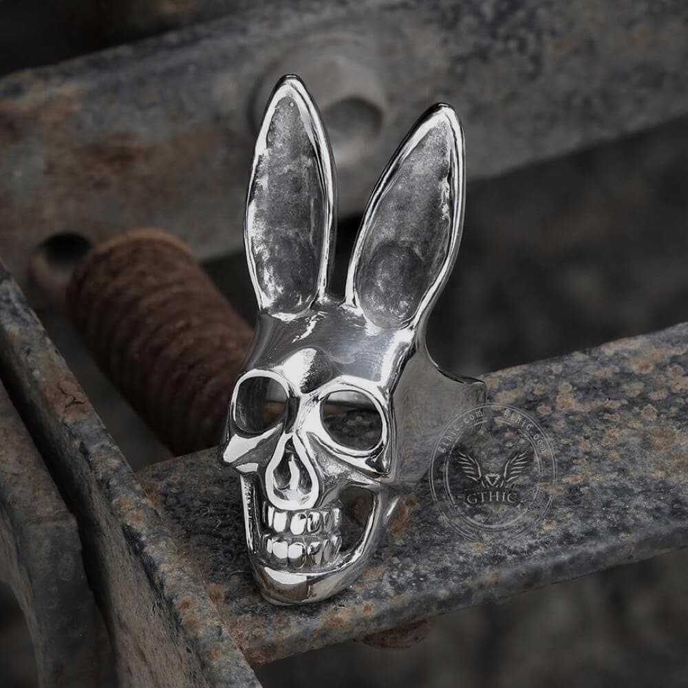 Bunny Rabbit Skull Stainless Steel Ring