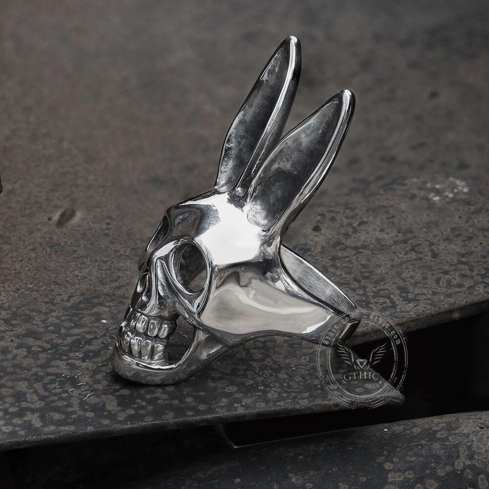 Bunny Rabbit Skull Stainless Steel Ring