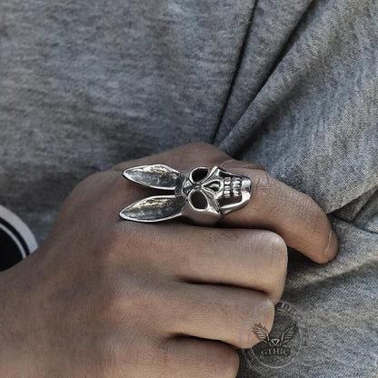 Bunny Rabbit Skull Stainless Steel Ring