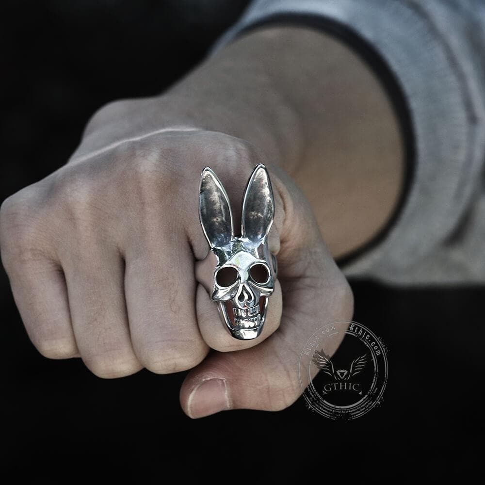 Bunny Rabbit Skull Stainless Steel Ring