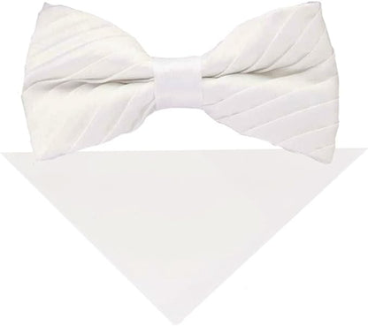 Vittorio Farina Men's Pleated Satin Bow Tie & Pocket Square in Gift Box