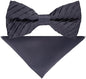 Vittorio Farina Men's Pleated Satin Bow Tie & Pocket Square in Gift Box