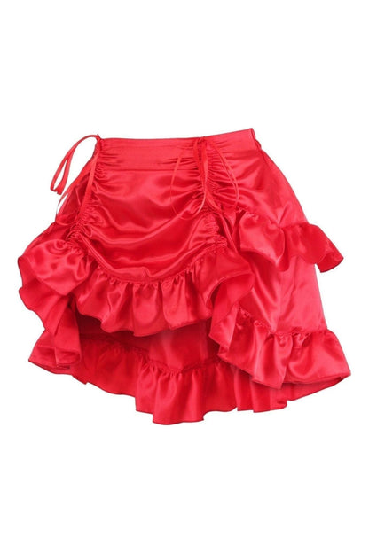 Red Satin Ruched Bustle Skirt