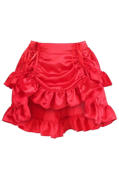 Red Satin Ruched Bustle Skirt