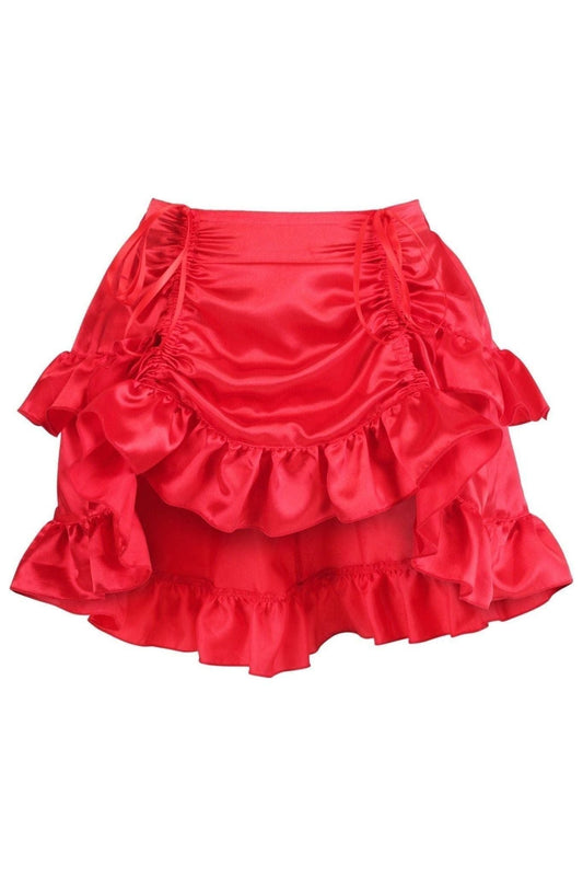Red Satin Ruched Bustle Skirt