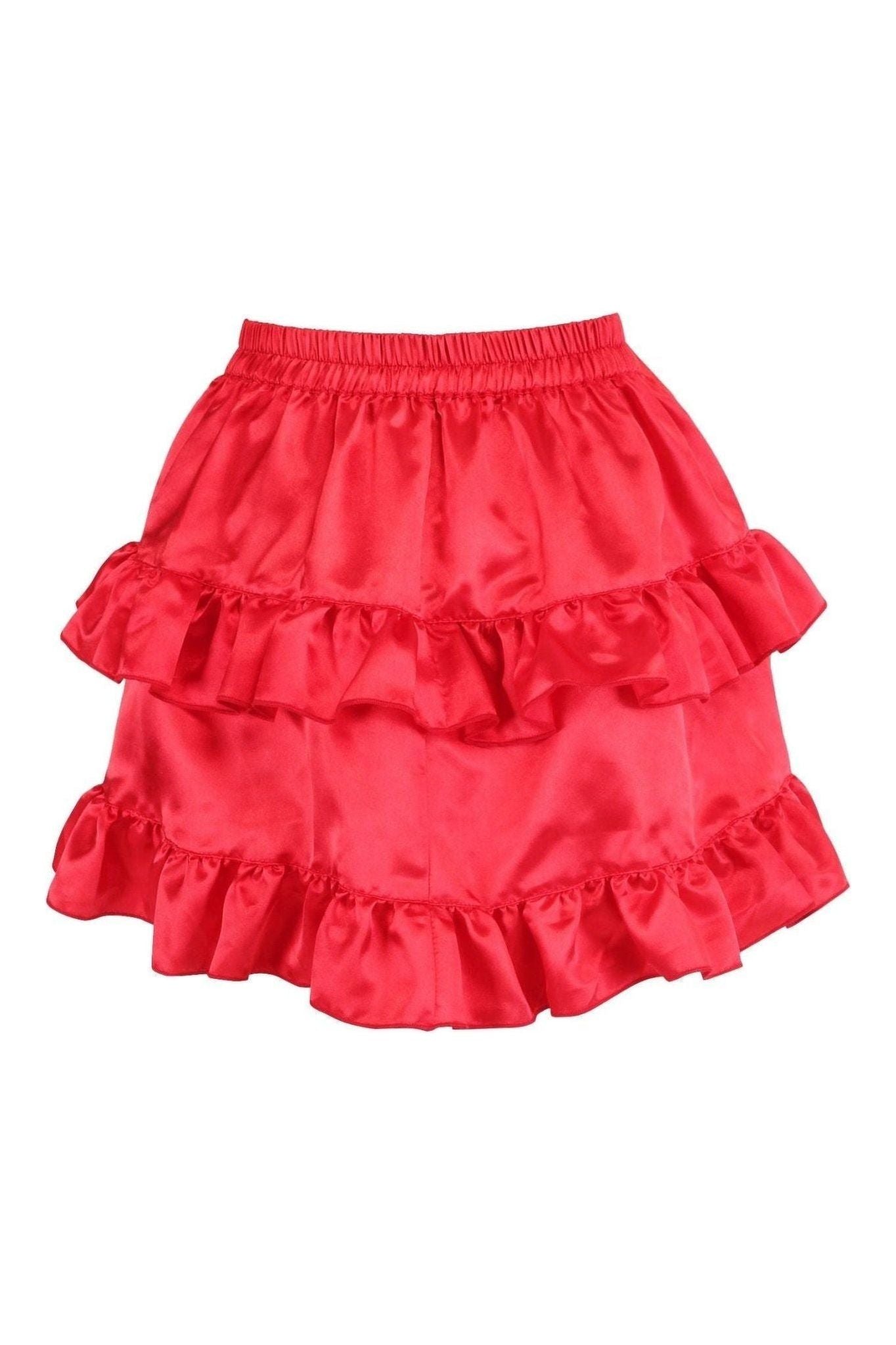 Red Satin Ruched Bustle Skirt