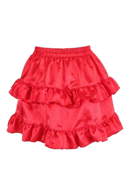 Red Satin Ruched Bustle Skirt