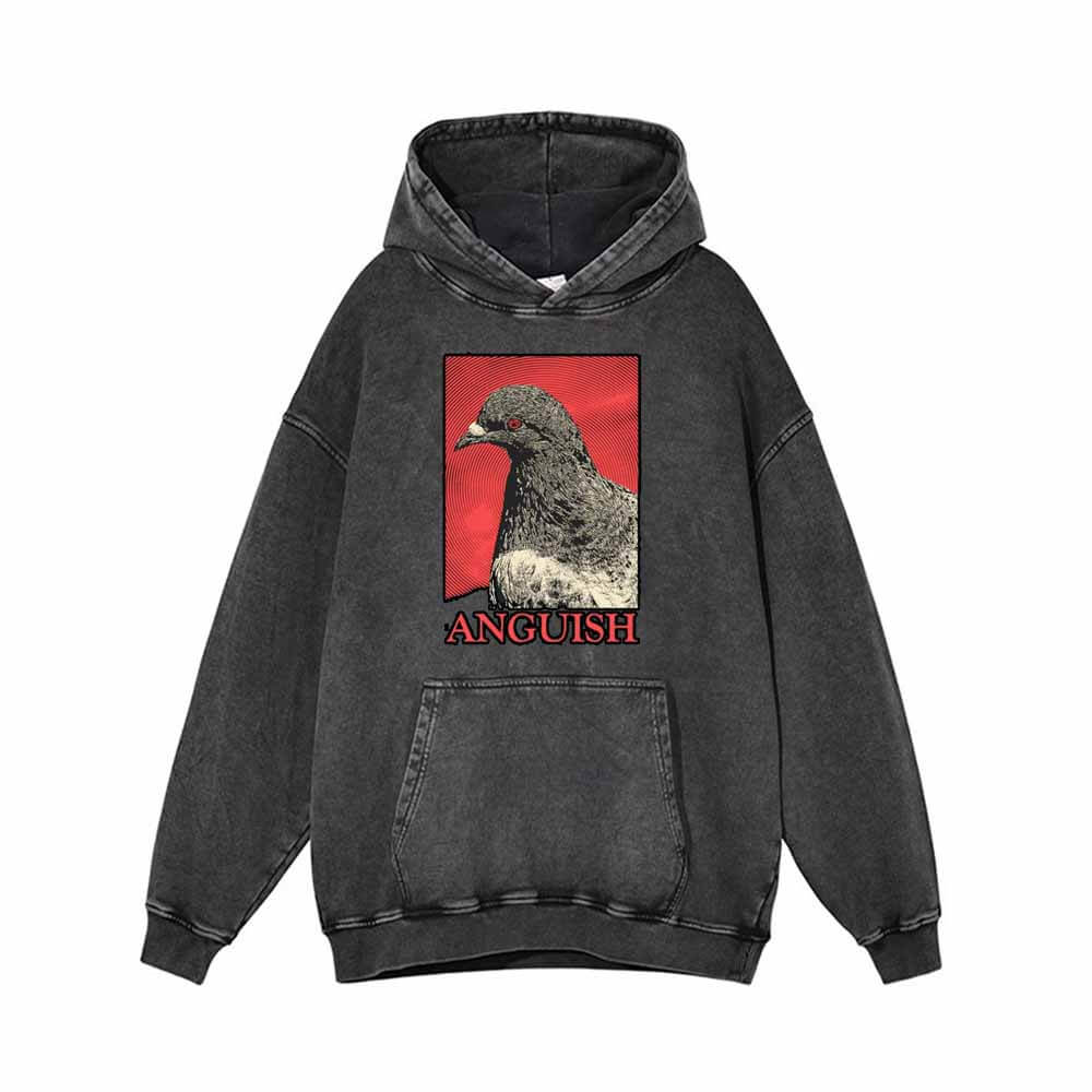 Red Eye Pigeon Anguish Vintage Washed Hoodie