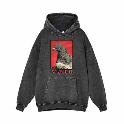 Red Eye Pigeon Anguish Vintage Washed Hoodie