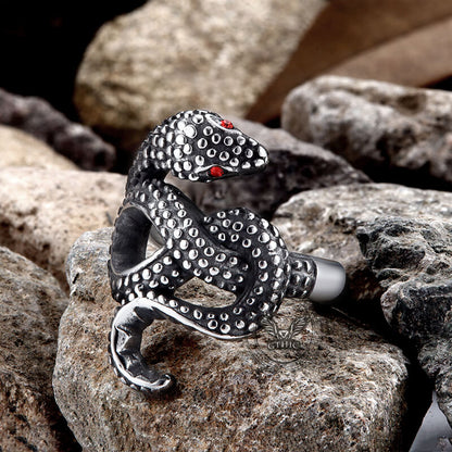Red Eye Snake Stainless Steel Animal Ring