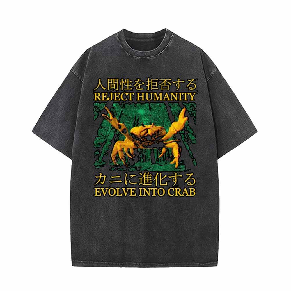 Reject Humanity Crab Print Vintage Washed T-shirt