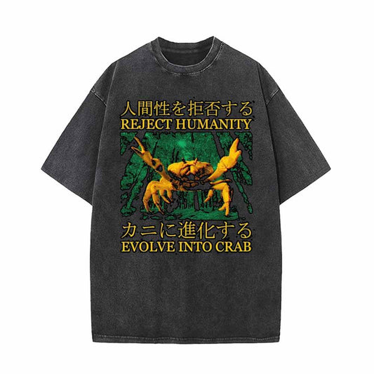 Reject Humanity Crab Print Vintage Washed T-shirt