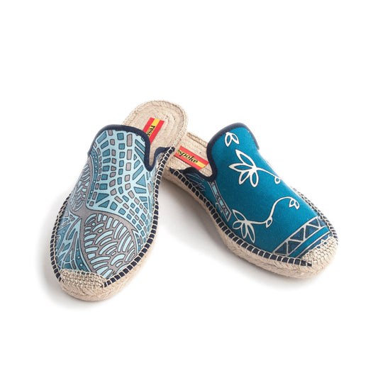 ARMAN Teal Cashmere/Silk Mule Espadrilles