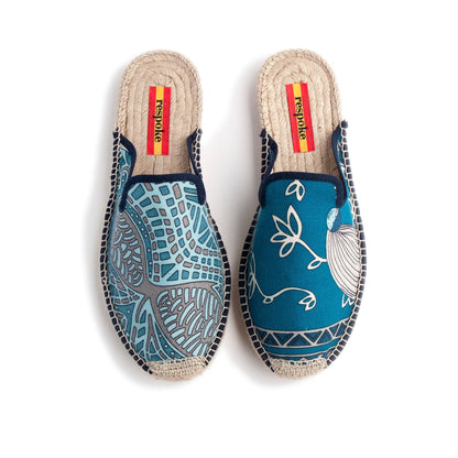 ARMAN Teal Cashmere/Silk Mule Espadrilles