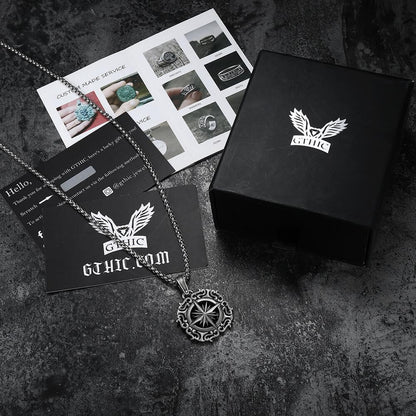 Retro Compass Pure Tin Necklace