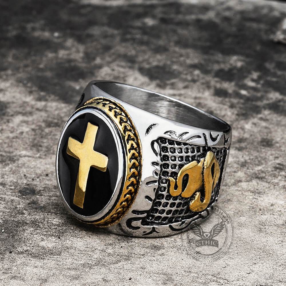 Retro Cross Stainless Steel Religious Ring